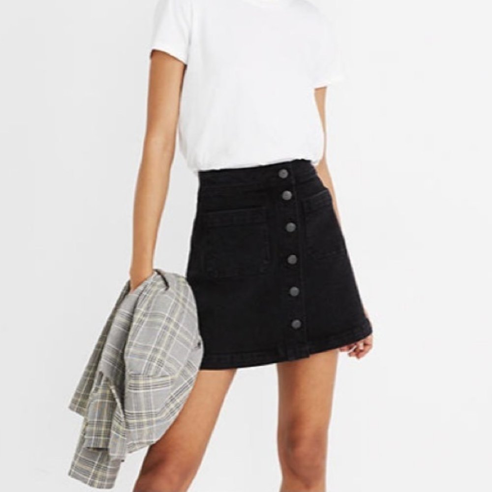 Madewell Stretch Denim A-Line Mini Skirt Black 4